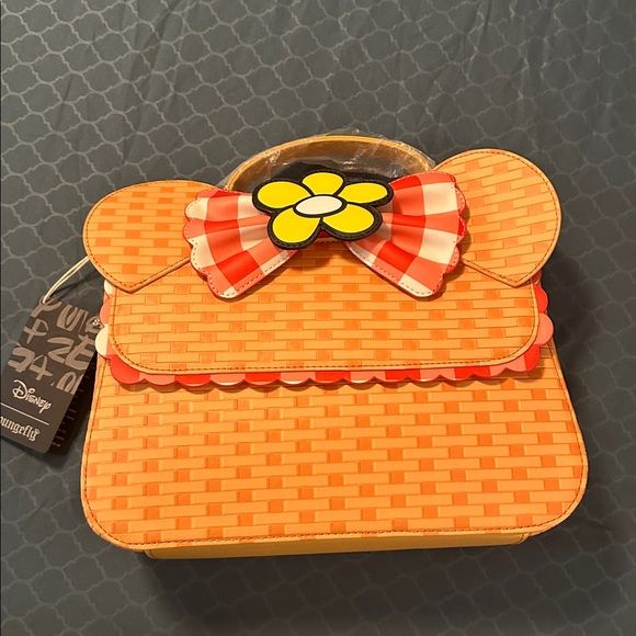 Loungefly Disney Mickey and Friends Picnic Basket Purse with Red Bow Crossbody - Picture 1 of 5